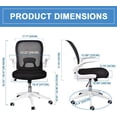 thumbnail image 2 of IPKIG Foldable Office Chair - Home Office Desk Chairs with Wheels and Flip-Up Arms - Ergonomic Backrest Mesh Computer Chair Adjustable Swivel Rolling Home Executive (White), 2 of 8