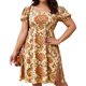 thumbnail image 3 of TaTaai Ladies Fashion Multi Color Round Neck Puff Sleeve Split Hem Boho Short Sleeve Dress Casual Lightweight Comfortable for Daily Summer Wear Gift, 3 of 7