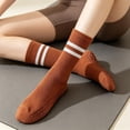 thumbnail image 5 of Ruffle Socks Woman Women Striped Crew Socks with Grips, Non-slip Indoor Socks, Breathable Crew Socks for Home Yoga Orange One Size, 5 of 5