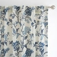 thumbnail image 2 of DriftAway Ada Floral Botanical Print Flower Leaf Lined Thermal Insulated Room Darkening Linen Blend 100% Blackout Back Tab Window Curtains 2 Layers Set of 2 Panels Each 52 Inch by 84 Inch Navy, 2 of 8
