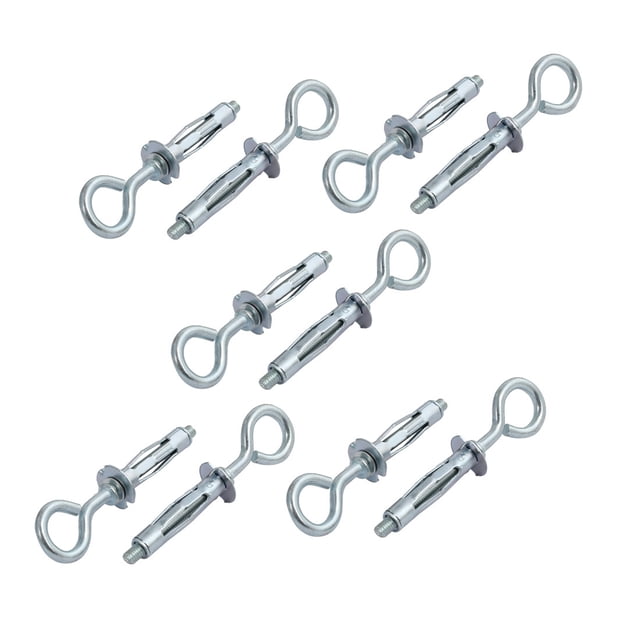 Unique Bargains 10Pcs M4 Thread 32mm Length Zinc Plated Hollow Wall Anchor Screw Eye Assortment