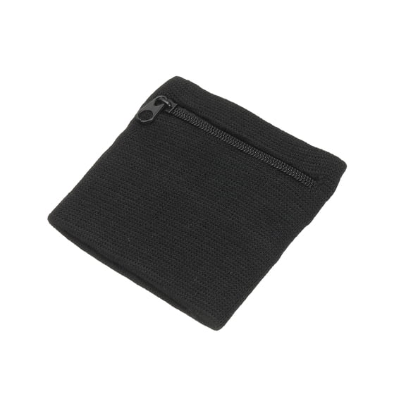 Wrist Wallet Wristband with Zipper, Cotton Wrist SweatBands Sports Absorb Sweat Wristbands & Black for Key Card
