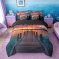 thumbnail image 3 of Manfei Rustic Lake Sunset Fire Cloud Bedding Comforter Set for Kids Boys and Girls, Lake House Queen Bedding Sets, Black Reversible 7 Pieces, 3 of 6