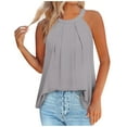 thumbnail image 1 of Timegard Tank Tops for Women Crew Neck Ruched Back Button Comfy Casual Sleeveless Tops Tees Blouses, 1 of 4