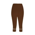 thumbnail image 4 of Duoif Capri Leggings for Women Summer Cropped Pants Hollow Out Leggings Stretchy Yoga Workout Compression Pants Women's Pants Coffee XXL, 4 of 6