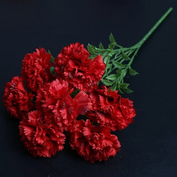 XmhyTop-A Artificial Carnations 2-Pack,Silk Decorative Carnations for Wedding Party Festival Home Decor,Dark Red