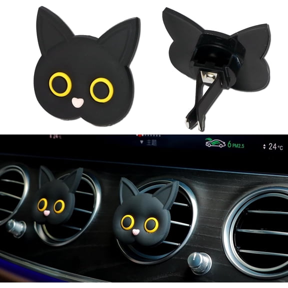 MaPctSy Car Air Vent Clip Air Freshener Cute Cat Design Fragrance Diffuser Black 2 Pack