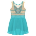 thumbnail image 6 of Doomiva Figure Skating Dress for Kids Girls Rhinestone Sleeveless Ballet Lyrical Dance Leotard Performance Dancewear Blue Green 16, 6 of 7