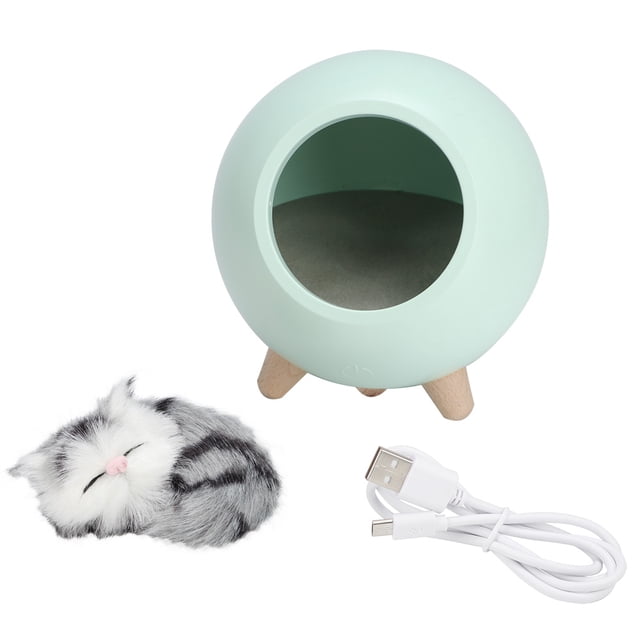 Lámpara de noche LED con forma de gato para casa de mascotas, iluminación de dormitorio, color verde