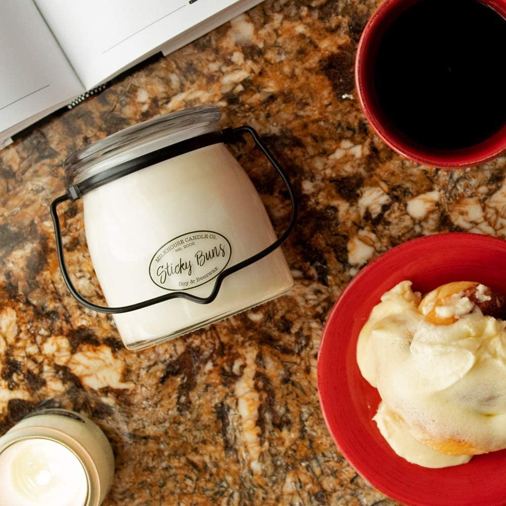 Milkhouse Candle Company, Creamery Scented Soy Candle: Butter Jar Candle, Sticky Buns, 16-Ounce