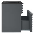 thumbnail image 3 of Wall Mount Sink Vanity Cabinet, Grey Gray Black, Wood, Mid Century Hotel Bedroom Bathroom, Modern Contemporary HB33664, 3 of 9