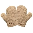 thumbnail image 2 of Dyfzdhu Winter Gloves for Women Cute Bear Fuzzy Fleece Braided Rope Thick Thermal Mittens Khaki, 2 of 4