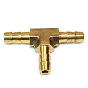 Manifold Tee - Interstate Pneumatics FBT44 1/4 Inch Brass Hose Barb Tee Manifold Fitting