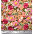 thumbnail image 1 of Soimoi Rayon Crepe Fabric Leaves,Clematis & Rose Floral Printed Fabric 1 Yard 46 Inch Wide, 1 of 1