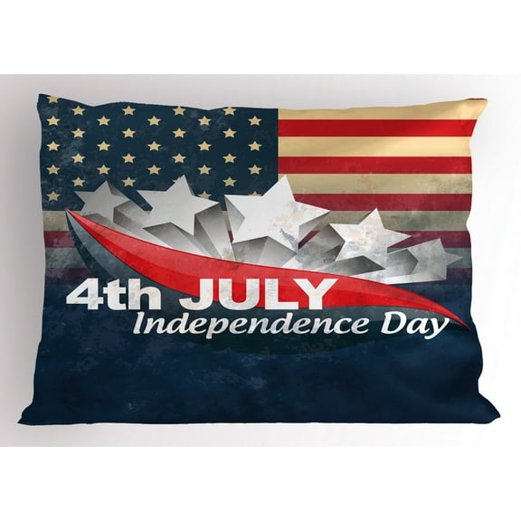 Ambesonne 4th of July Pillow Sham, Stripe Patriotic Design, 36" X 20", Multicolor