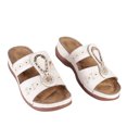 thumbnail image 2 of CQONEPT Sandals Women Dressy Summer: Comfortable Walking Open Toe Platform Sandal Soft Leather Sandal Casual Slip on Summer Sandals Size 5.5 White, 2 of 7