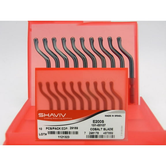 E200S Cobalt Deburring Blade for Cast Iron, Brass & Plasticfor Bi-Directional Use Pack of 10 Shaviv 29169