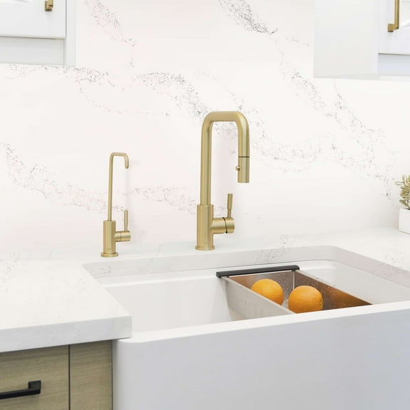 Stylish Single-Handle Pull Down Kitchen Faucet Ht 14⅜" with Water Tap Ht 10½" in Gold K148GK147G