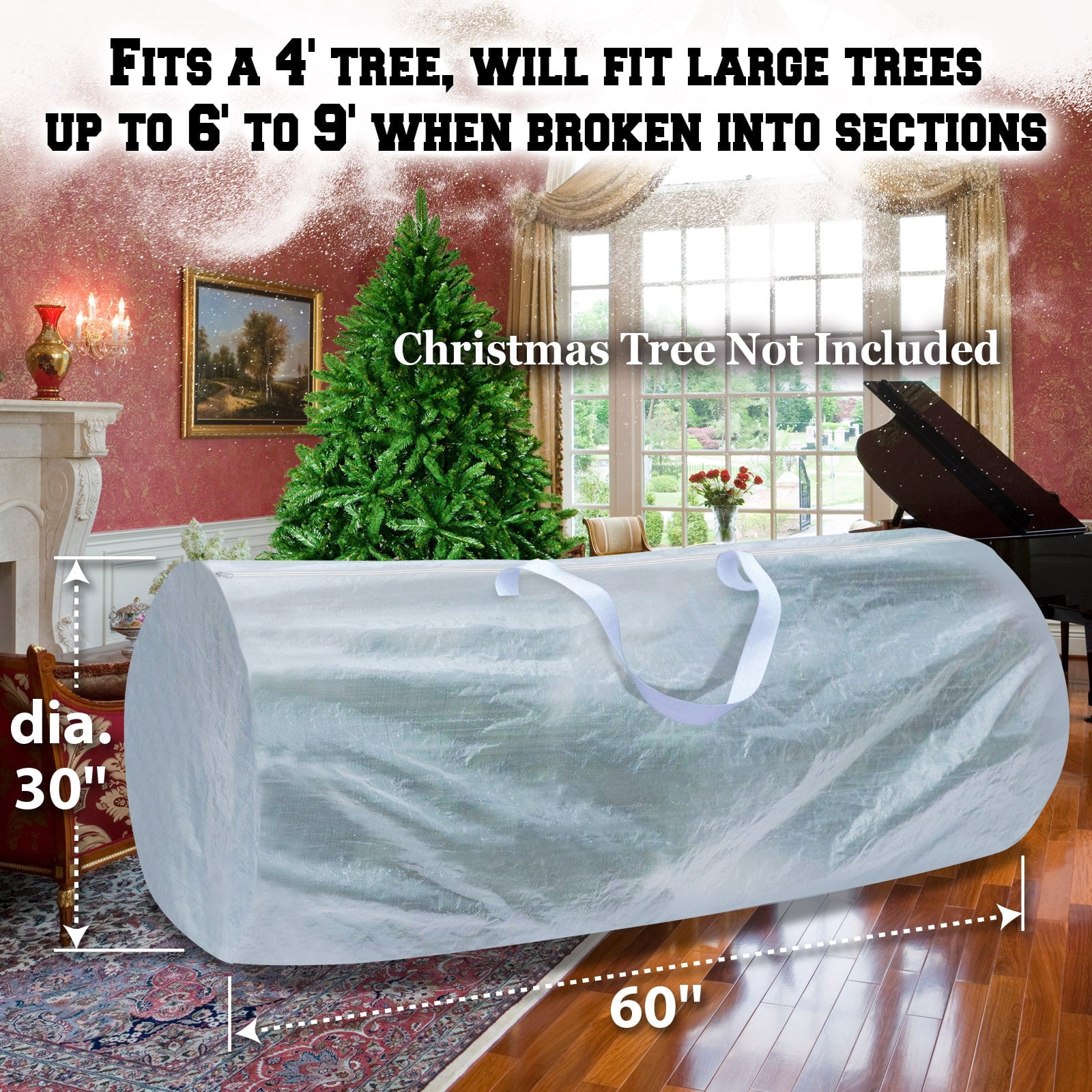 ALUVIERA Up to 9ft Christmas Tree Storage Bag Umbrella Storage bag Fits Tall Artificial Disassembled Trees with Reinforced Handles（White,10pcs）