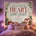 thumbnail image 2 of Heart Motivational Decorated with Botanical Elements Main Give, Mystical Fantasy for Space Lovers, Galaxy Room Decor, Christmas Gift, Tapestry Wall Hanging for Bedroom and Dorm, 2 of 7