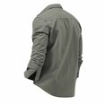 thumbnail image 5 of Lumtrix Men's Casual Button Down Shirt Long Sleeve Untucked Shirt Stretch Lightweight Denim Dress Shirt with Pockets Gray L, 5 of 5