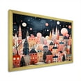 thumbnail image 2 of Designart "Winter Village Splendor Art Deco Painting I" Cityscapes Framed Wall Art Decor - Industrial Pink City Art Deco Entryway Framed Wall Art, 2 of 6