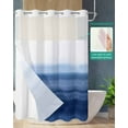 thumbnail image 3 of No Hook Shower Curtains, Navy Blue White Ombre Long Bathtub Curtains with Snap in Liner, Contemporary Minimalism Stripes Waterproof Washable Fabric Bathroom Shower Curtain Sets, 72" x 84", 3 of 7
