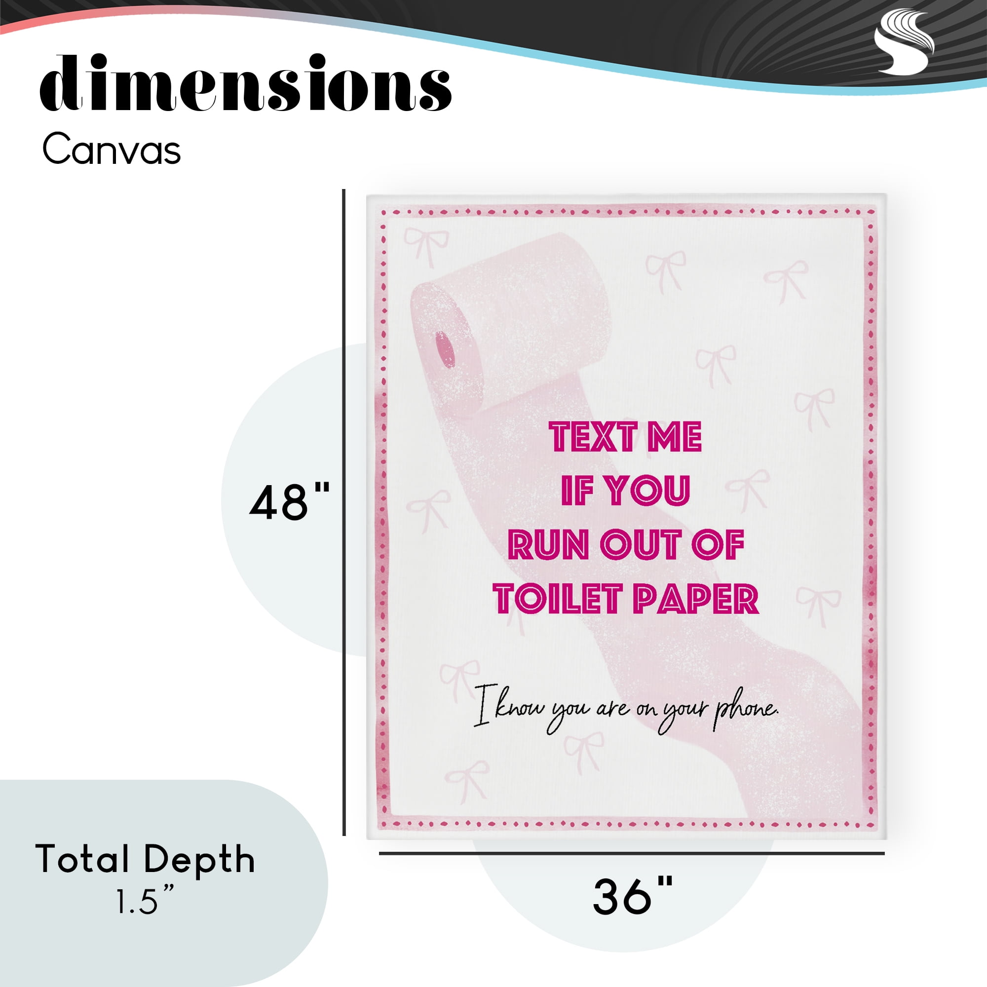 Pink Text for Toilet Paper Canvas Wall Art, design by Ziwei Li