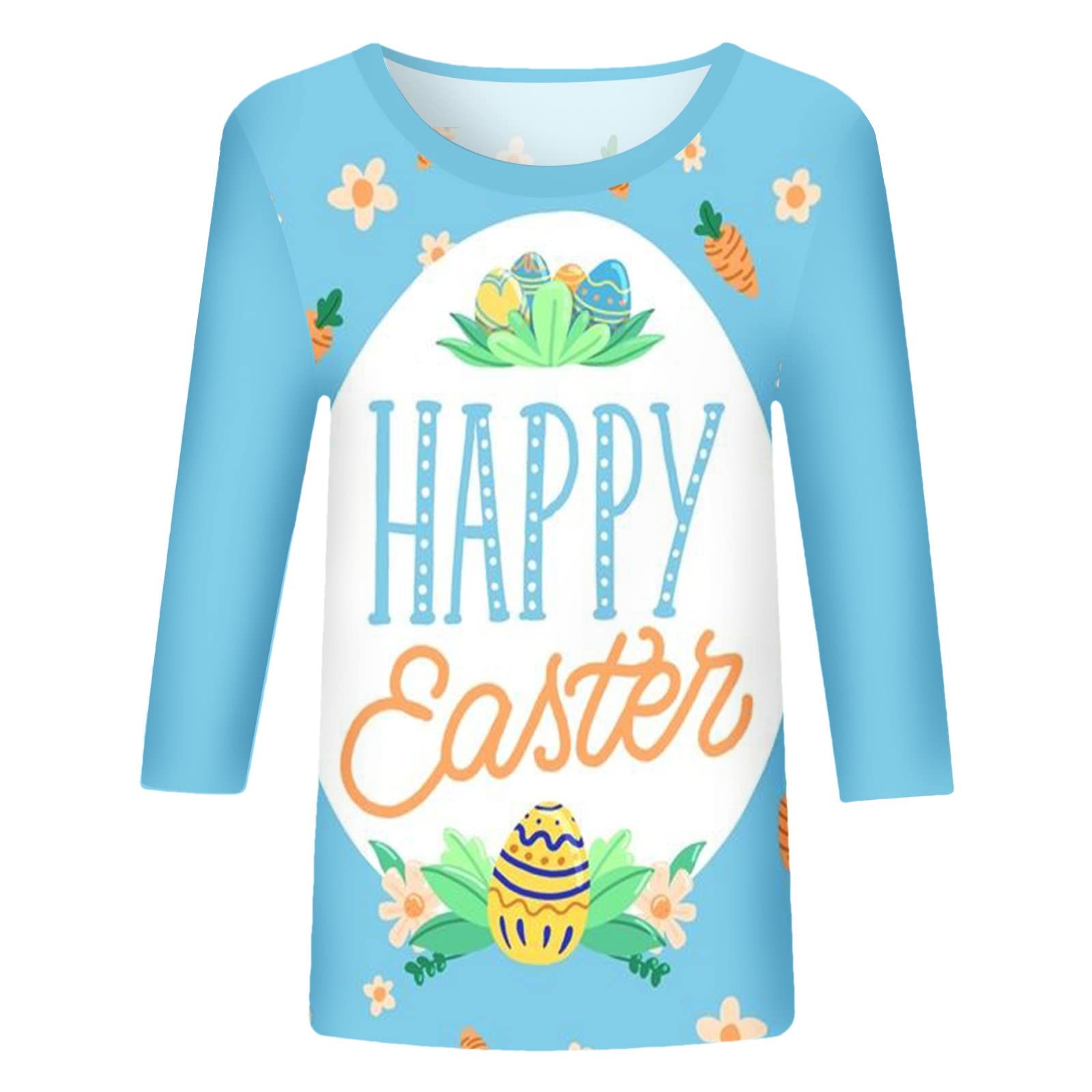 Easter Shirts for Women Fashion Clothing Eggs Bunny Floral Print T ...