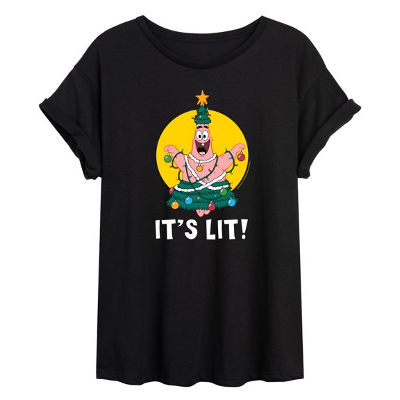 SpongeBob SquarePants - Patrick Its Lit - Juniors Ideal Flowy Muscle T-Shirt