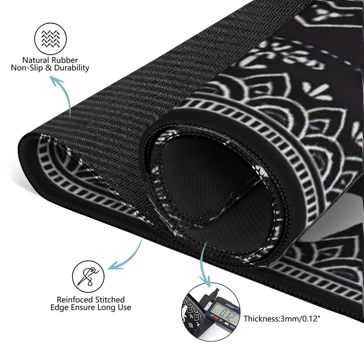Classic Boho Style Multi-Purpose Rubber Table Cover 31.5x31.5 Inch Mahjong Game Mat Features Non-Skid Grip for Stability and Noise Dampening for Cards