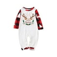 thumbnail image 3 of QIUOMBBP Long Sleeved Family Matching Christmas Pajamas Novelty Print Round Neck Tops + Plaid Trousers Sleepwear 2 Piece Outfits Red, 3 of 7