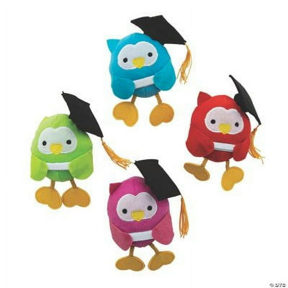 Graduation Plush Round Owl - Party Favors - 12 Pieces
