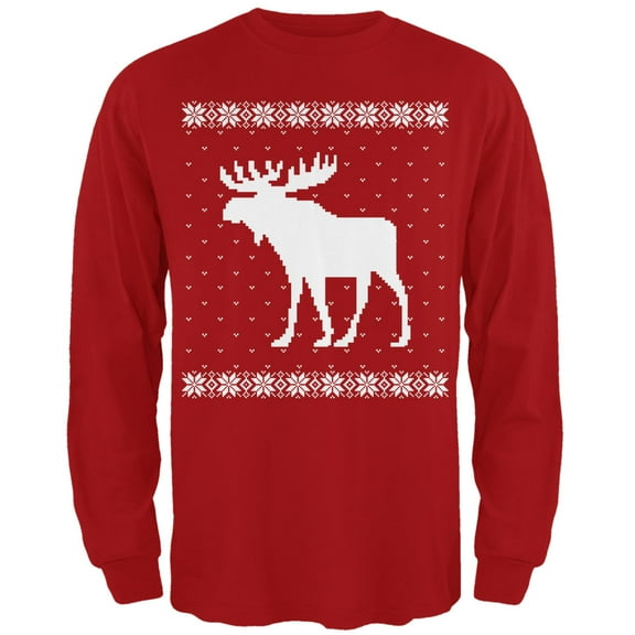 Old Glory Mens Big Moose Ugly Christmas Sweater Long Sleeve T Shirt
