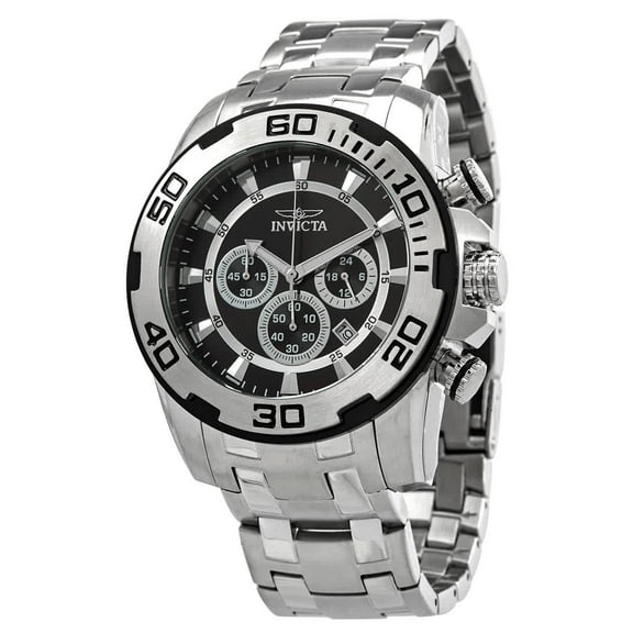 Invicta Men's 22318 Pro Diver Chronograph Black Dial Stainless Steel Bracelet Quartz Watch