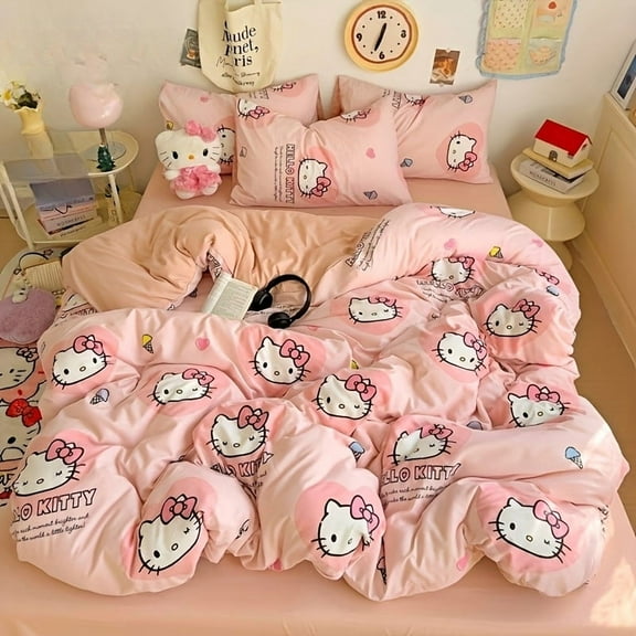 4-piece bedding set, made of high-quality washed cotton material, comfortable and close fitting, suitable for home decoration bedroom decoration, including duvet cover, 2 pillowcases, 1 bedsheet