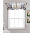 thumbnail image 3 of Blue Pink Roses Kitchen Valances for Windows Farmhouse Linen Window Valance Curtain for Living Room Window Treatment Retro Botanical Flowers Wooden Valance Rod Pocket Topper Drape, 60 x 18 Inch, 3 of 6