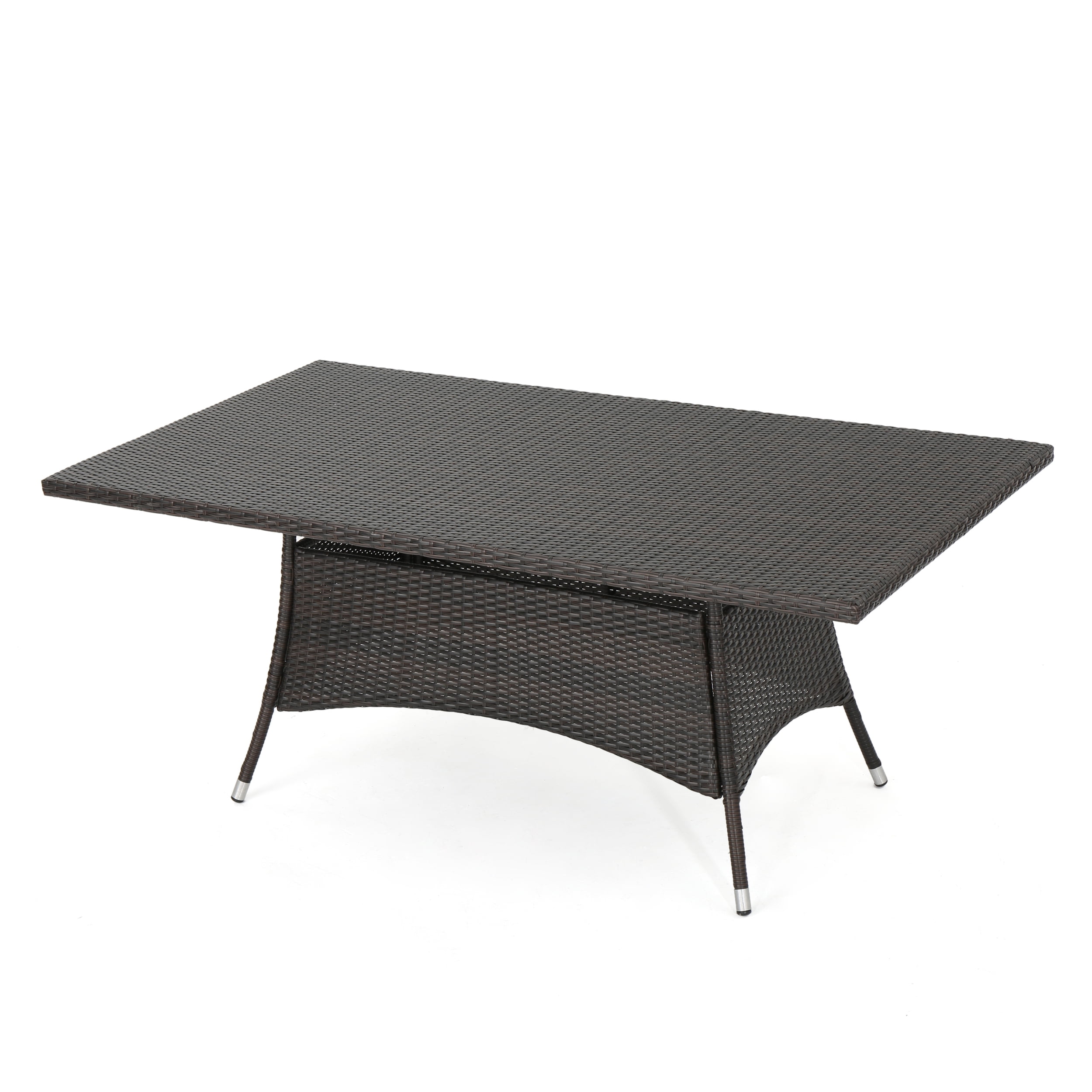 Rectangular Dining Table, Corsica Wicker Outdoor Table for Patio Garden, Brown