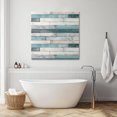 thumbnail image 3 of Turquoise Grey Wooden Wall Art Painting on Canvas, Farmhouse Teal Wood Canvas Art Home Prints Wall Art Framed Modern Artwork for Living Room Bedroom Wall Decor 8x8in, 3 of 9