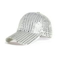 thumbnail image 3 of 2DXuixsh Womens Baseball Caps Visor Hat Jazz Shining Sequin Hat Bling Dance Hats High Top End Plain Cap Fashion Solid Color Cap Beaded Large Cap for Women Silver, 3 of 3