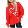 thumbnail image 2 of FAOWME Sweatshirt With Hood Girls Hoodie Pullover Casual Hoodie Vintage Tops Unisex Hoodie Cute Cartoon Sweater For Child Teenagers Girls Red 11-12 Years, 2 of 3