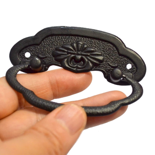 Tiradores para cajón MYS vintage de aleación de zinc negra de 7,5 cm
