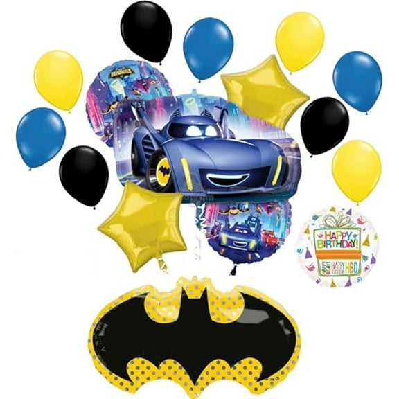 Anagram Batwheels Birthday Party Supplies 16 pc Bat Emblem Balloon Bouquet Decorations
