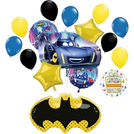 Anagram Batwheels Birthday Party Supplies 16 pc Bat Emblem Balloon Bouquet Decorations