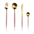thumbnail image 3 of Juego de vajilla de acero inoxidable 304, cuchillo, tenedor y cuchara, cuatro piezas, cuchara chapada en oro, juego de carne negro y dorado, 3 of 3