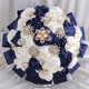 thumbnail image 4 of XmhyTop Ramo de novia de lujo hecho a mano con rosas de seda grandes y flores artificiales para boda real vintage (rojo y blanco), 4 of 5
