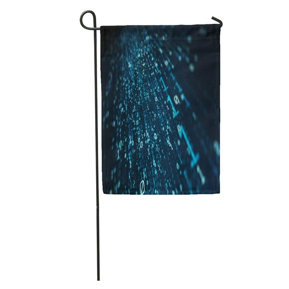 POGLIP Data 3D Blue Bytes of Binary Code Flying Through Vortex Depth Field Science Garden Flag Decorative Flag House Banner 12x18 inch