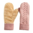 thumbnail image 4 of KHONTS Women's Mittens Winter Gloves Warm Lining Mittens Cozy Thick Crochet Cable Knit Gloves Pink One Size, 4 of 5