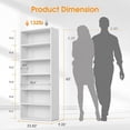 thumbnail image 2 of Large Bookcase, 5-Tier 63 Inch Tall Industrial Storage Wall Shelf, Display Shelf for Living room, Bedroom, White, 2 of 6