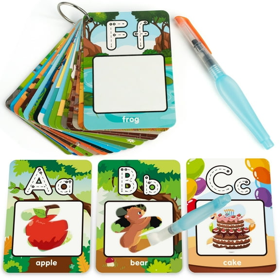 Coogam Alphabet Educational Water Coloring Flash Cards for 3 Years Old, 26 Pieces